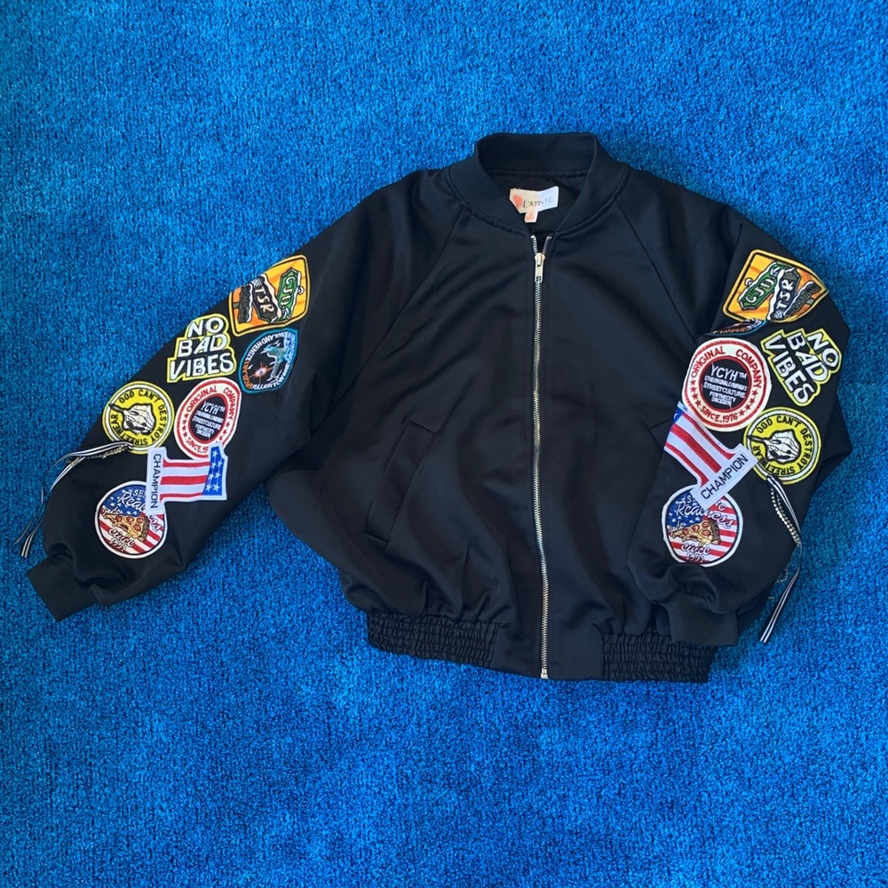 L’Atiste by Amy Black Bomber jacket with patches